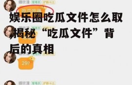 娱乐圈吃瓜文件怎么取,揭秘“吃瓜文件”背后的真相