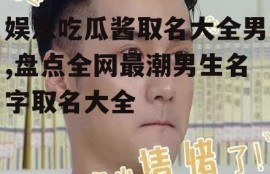 娱乐吃瓜酱取名大全男,盘点全网最潮男生名字取名大全