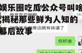 娱乐圈吃瓜公众号叫啥,揭秘那些鲜为人知的幕后故事
