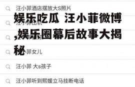 娱乐吃瓜 汪小菲微博,娱乐圈幕后故事大揭秘